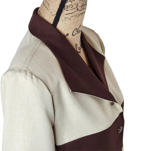 HELENE BLAKE Women's Striped Color Block Lightweight Suit Jacket Blazer Size 8 - Picture 7 of 12